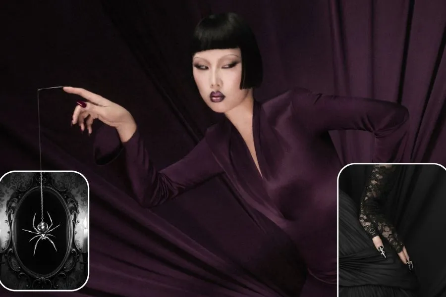 Woman with gothic inspired makeup and hair